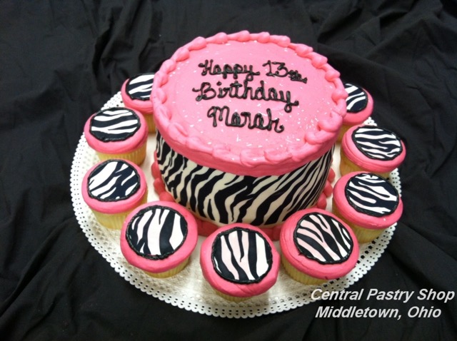 Zebra stripe birthday cake